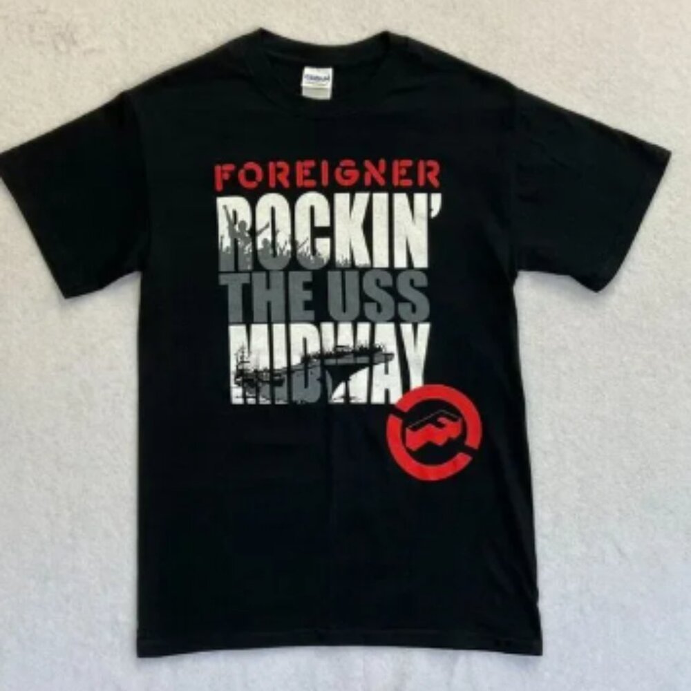 Foreigner‎ USS Midway US Navy Concert Show Short Sleeve Tee T-Shirt Size Small